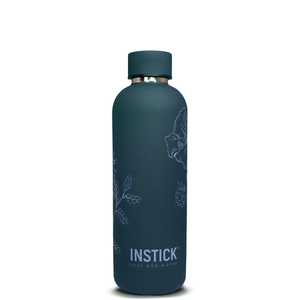 Isolierflasche Slim aus Edelstahl 0,5 L / 0,75 L Fassungsvermgen - Navy mit floralem Motiv