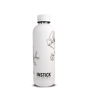 Isolierflasche Slim aus Edelstahl 0,5 L / 0,75 L Fassungsvermgen - White mit floralem Motiv