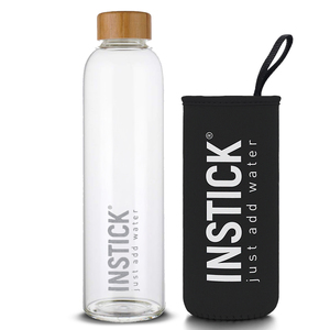 Trinkflasche 0,75 L aus Borosilikatglas mit Schutzhlle